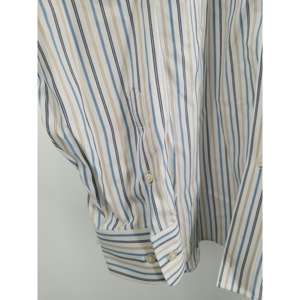 Eddie Bauer Shirt Mens Tall Large White‎ Striped Long Sleeve Button Up Classic - Picture 4 of 7